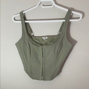 Garage Olive Green Crop Top